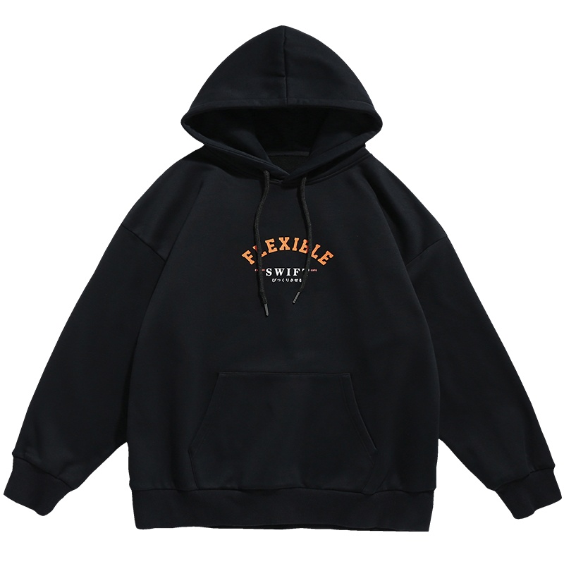 [直营]木林森(MULINSEN)秋冬新款日系宽松ins慵懒风字母印花情侣连帽卫衣女