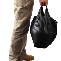 企购优品背心式垃圾袋 36#加厚垃圾袋35只/把 垃圾桶黑色塑料袋