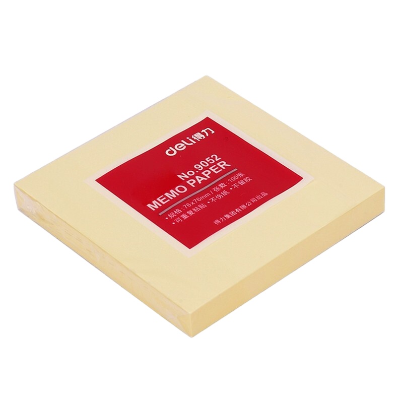 得力(deli) 创意便利贴便签纸本小本子记事本大便条纸 单包装 黄色 9052 (76*76mm) 宁选