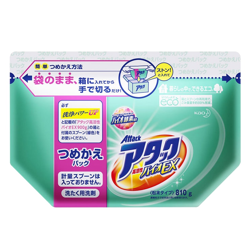 [大容量替换装]花王(KAO) 日本直采 酵素洗衣粉 无磷去静电 深层护理洁净通用 袋装 0.81kg