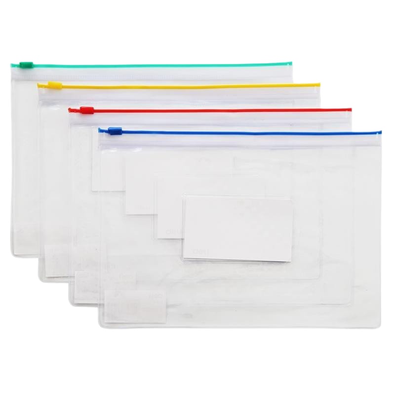 得力deli 拉链袋5524 文件袋 透明防水文具袋 a5公文袋 拉边袋 资料袋 10个装