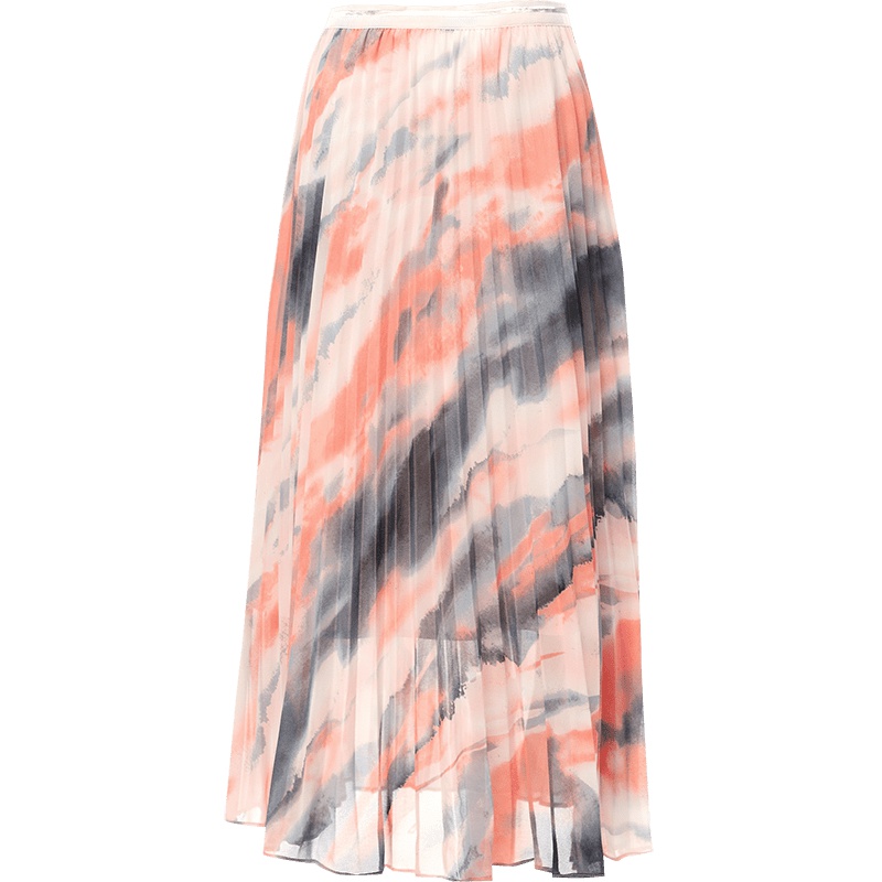 欧昵雪夏季韩版松紧腰花色雪纺半身裙女高腰百褶裙A字裙