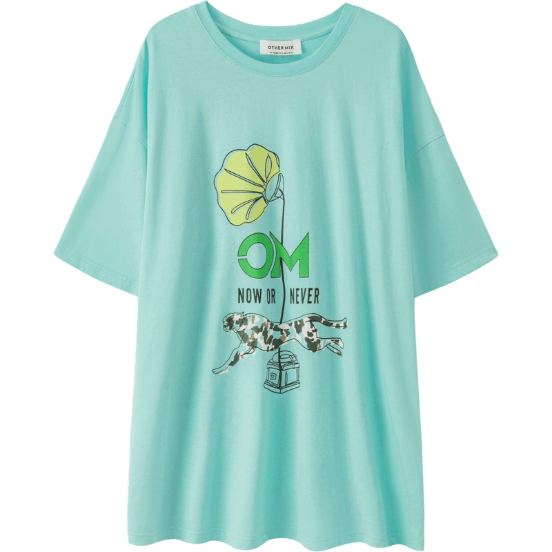 OtherMix冰激凌T恤2021年夏季新款韩版圆领宽松短袖印花上衣女潮