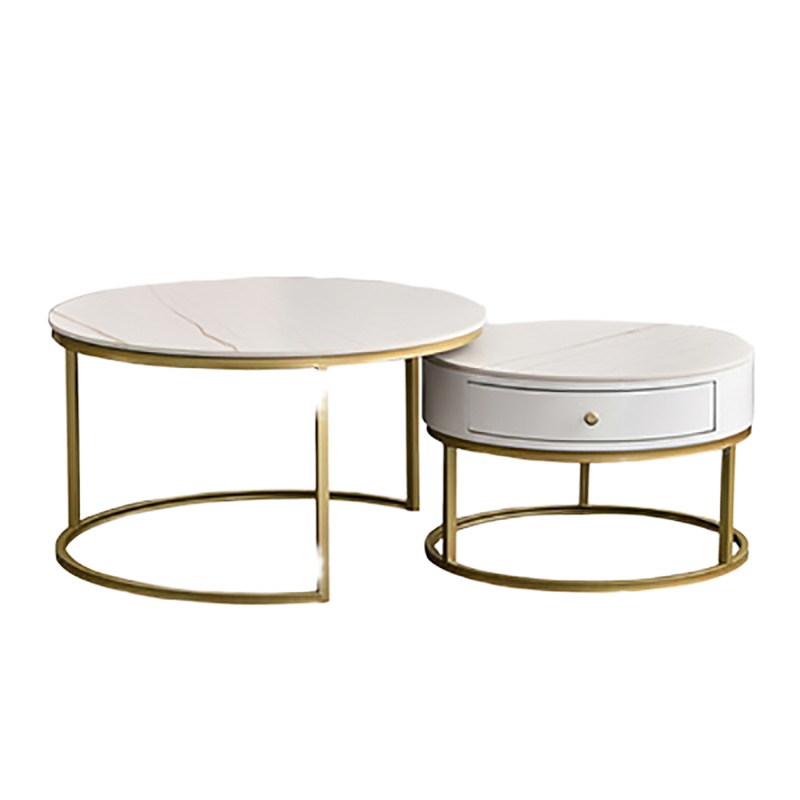 暖图家具 办公铁艺子母轻奢圆形简约大理石大小桌NT-03CJ型