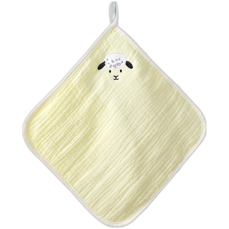 Wasoyoli纯棉水洗纱布方巾25*25cm宝宝洗脸毛巾六层刺绣幼儿园皱布擦嘴巾婴幼儿口水巾无甲醛无荧光无添加柔软透气