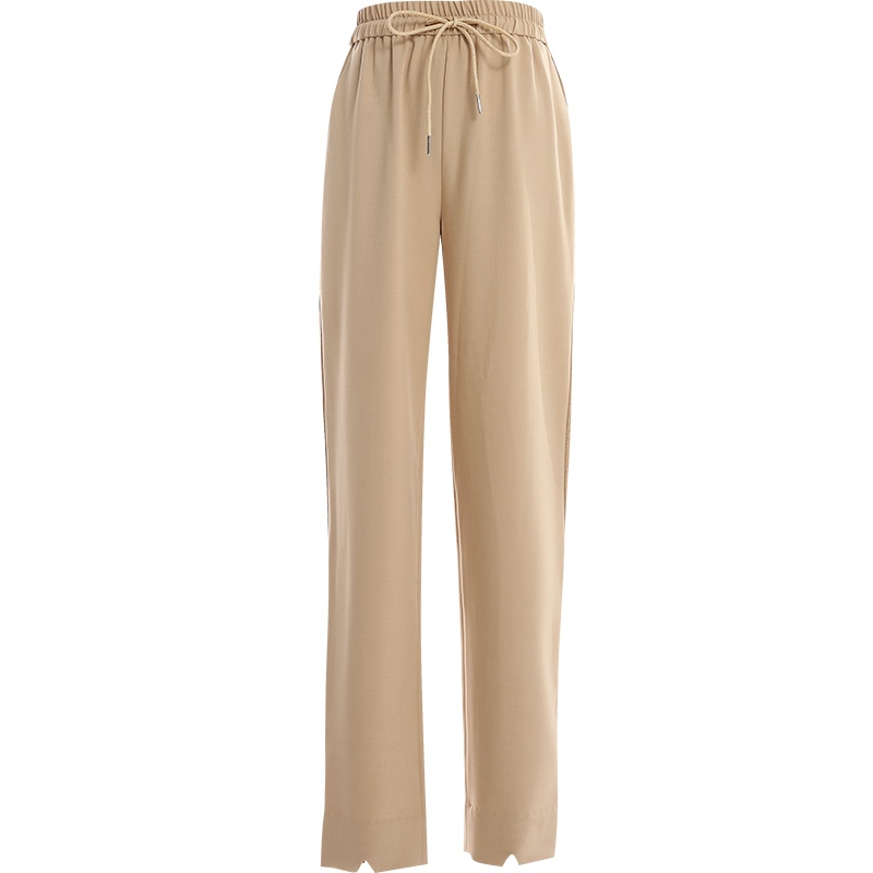 欧昵雪休闲系带高腰直筒小脚哈伦裤女显瘦九分烟筒裤