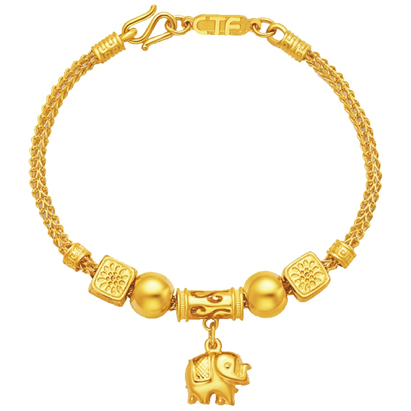 周大福珠宝首饰吉祥小象足金黄金手链计价(工费478元)F205261