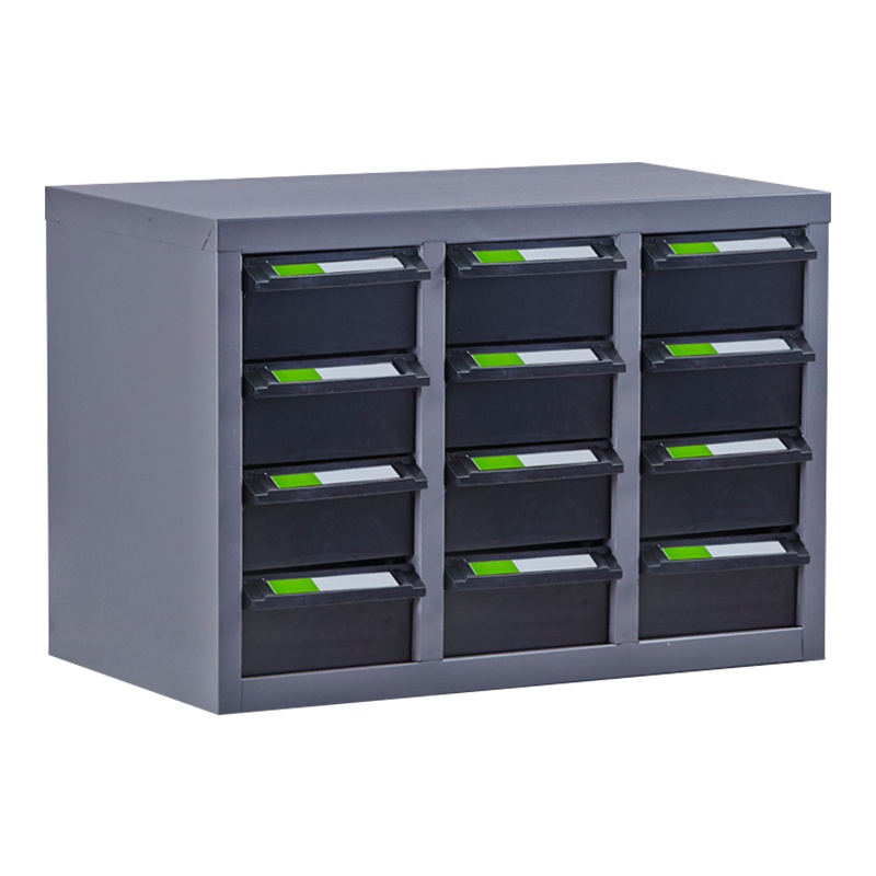 震海 12抽防静电零件柜黑色大号抽屉五金配件收纳柜零配件收纳柜螺丝元件盒螺丝柜样品物料柜零件柜