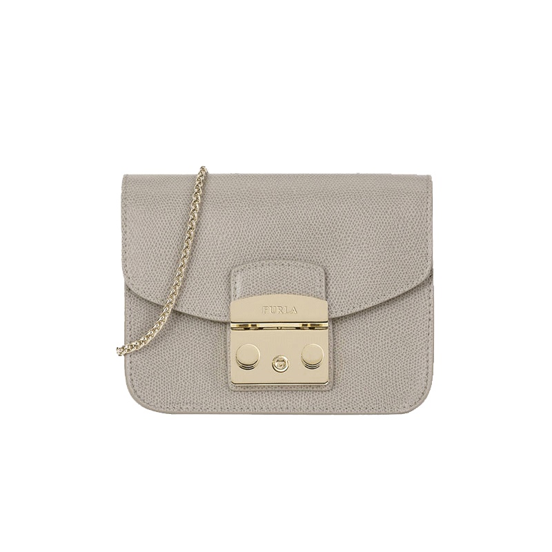 FURLA/芙拉METROPOLIS系列 迷你 牛皮革粒面斜挎链条小方包