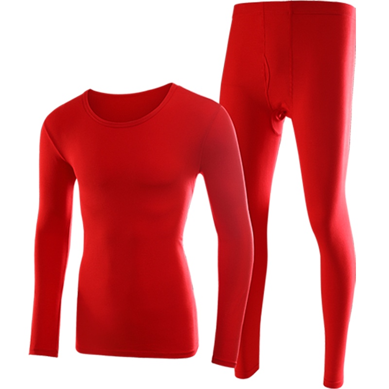 俞兆林大红色本命年保暖内衣女纯棉套装喜庆红色内衣男情侣内衣