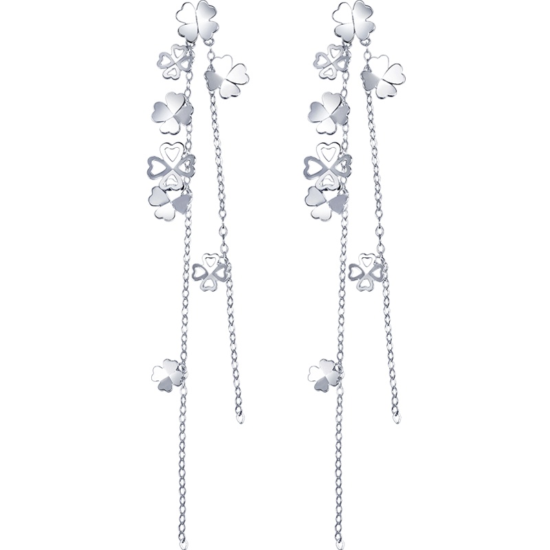 周生生(CHOW SANG SANG)Pt950心影铂金四叶耳环白金耳钉白金耳饰定价