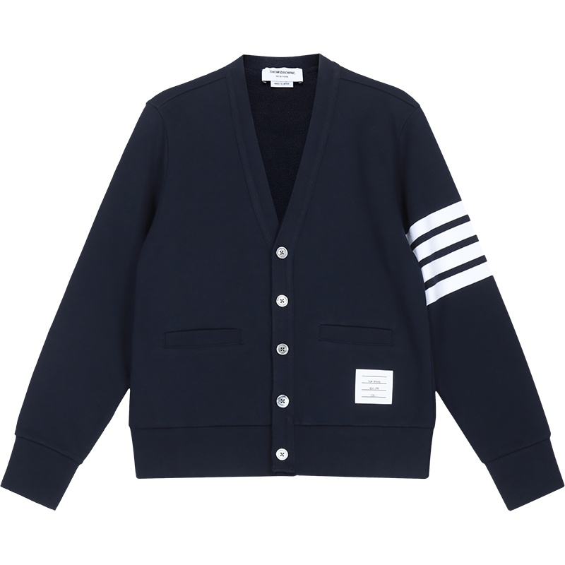 THOM BROWNE 汤姆·布朗 男士棉质V领开衫针织衫 MJT167A 00535