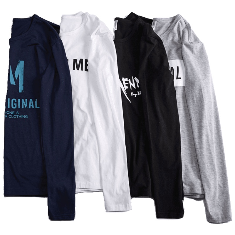 LEEVIRHINO秋冬新款男士长袖T恤肥佬体恤加肥加大码潮胖子打底衫宽松男士体恤棉质高弹力纯色百搭t恤男装李维犀牛