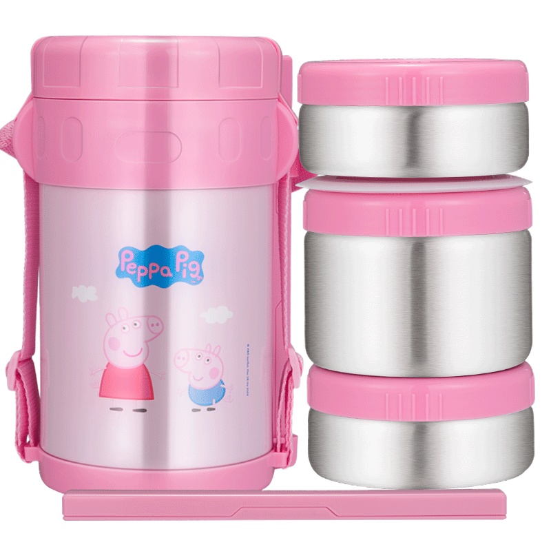 日本泰福高(TAFUCO) 小猪佩奇Peppa Pig不锈钢保温饭盒保温桶便携饭盒 儿童饭盒 长效保温