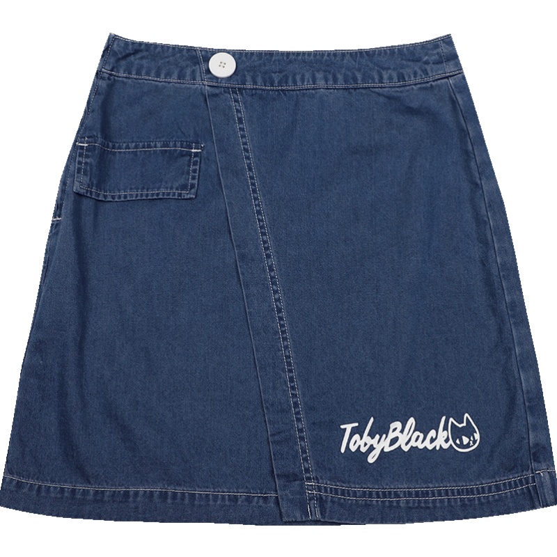 a02新款2020时尚潮流字母印花显高开叉牛仔短裙女潮夏DTV2D1111SK