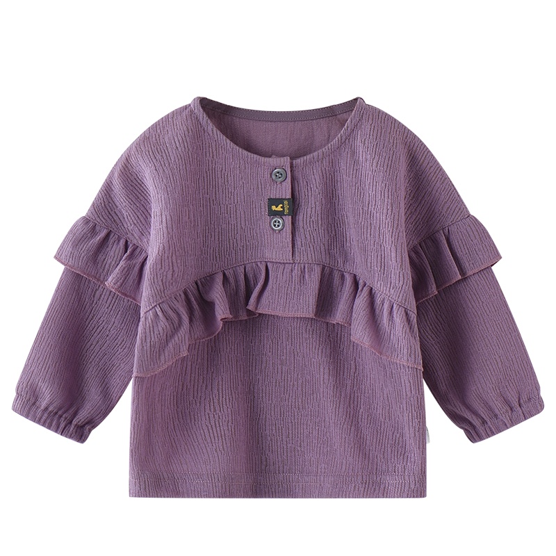 童泰夏季新款女婴儿衣服长袖圆领套头上衣1-4岁女宝宝休闲t桖