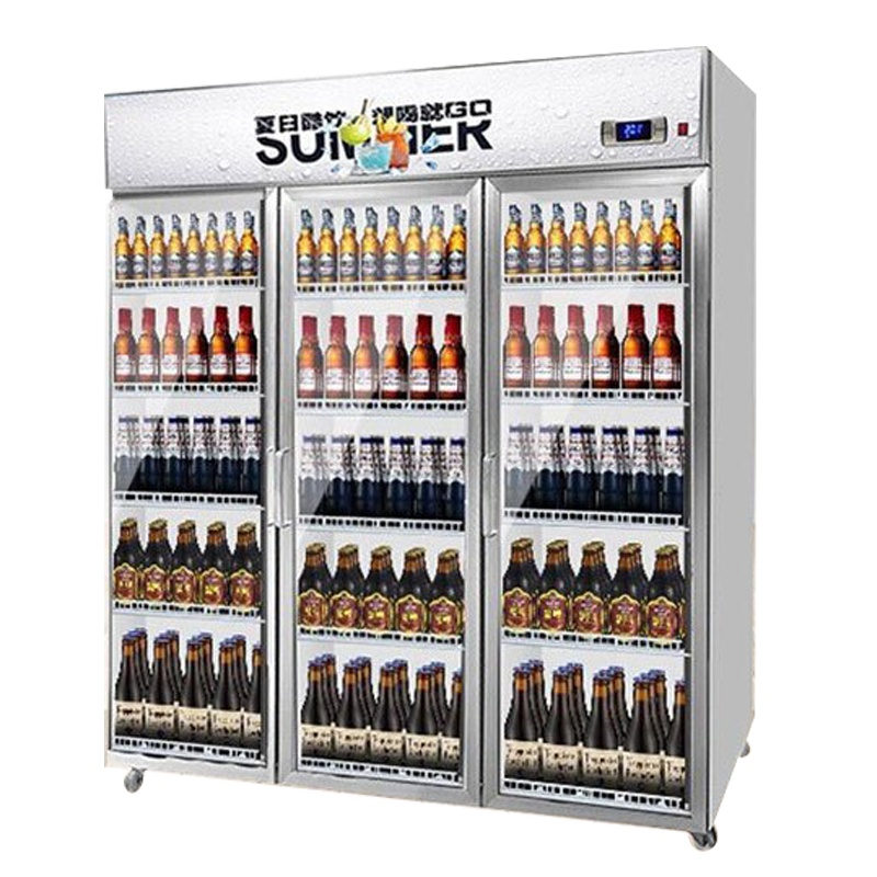 乐创(lecon)饮料柜展示柜冷藏柜立式冰柜商用冰箱饮品啤酒蔬菜水果保鲜冷柜鲜花柜陈列柜三门上机星光银风冷1200L