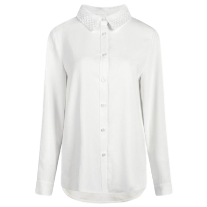 【福利款】拉夏贝尔本白百搭领部花边白衬衫