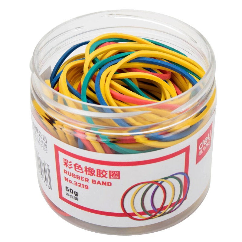 [精选]得力(deli)3219 彩色弹力便于分类橡胶圈/橡皮筋/乳胶圈 50g/筒(10筒起订)