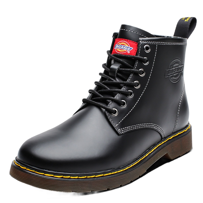 Dickies马丁靴女英伦风秋冬加绒真皮圆头潮鞋子百搭休闲显高短靴194W50LXS29