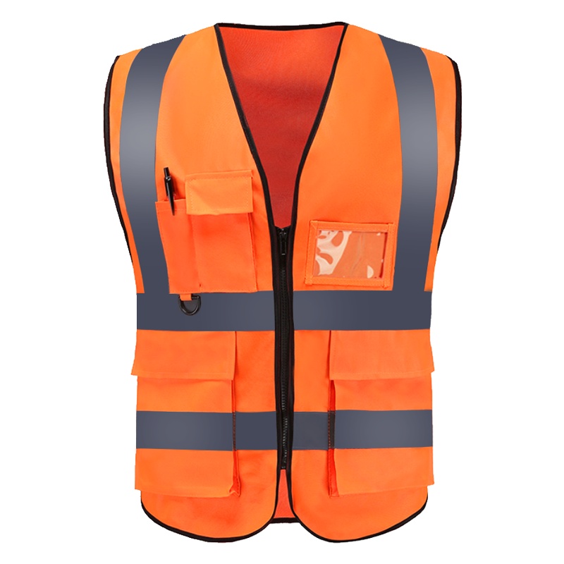 趣行 高亮多袋反光衣背心 均码反光马甲 交通安全指挥应急救援夜跑骑行服环卫施工执勤安全服 橘色