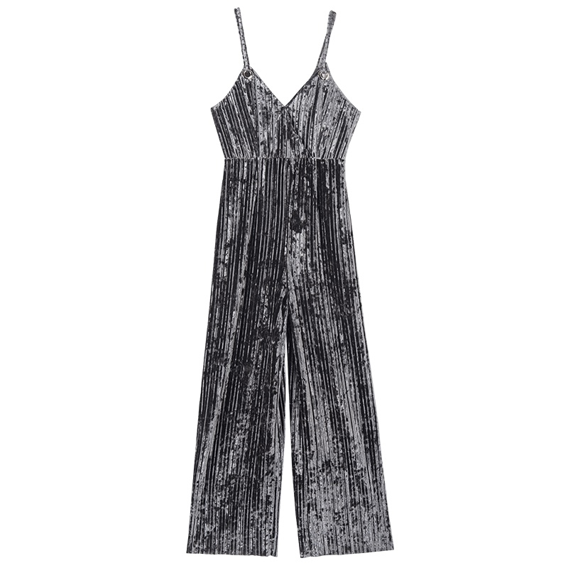 马克华菲女装2019春吊带阔腿裤女休闲宽松连衣裤女连体