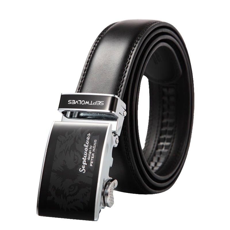 七匹狼(SEPTWOLVES)男士牛皮自动扣皮带