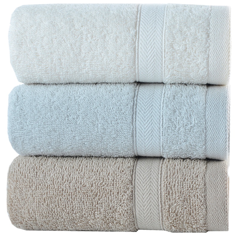 亚光(LOFTEX) 毛巾家纺 纯棉柔软吸水素色缎档毛圈面巾3条装 65g/条 混色 30*60cm