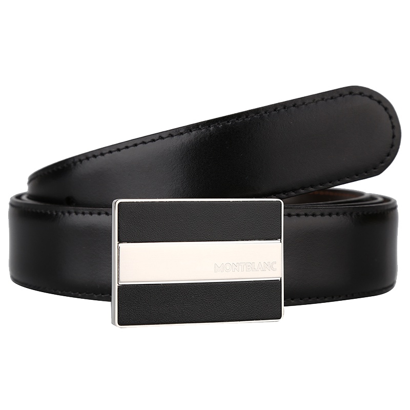 [直营]万宝龙(Montblanc) 当代系列 男士黑色/棕色双面牛皮双色平滑扣皮带腰带 黑色/棕色112962