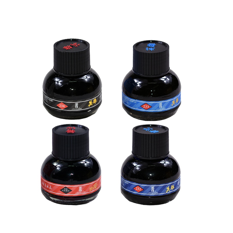 HERO英雄墨水3瓶装红色黑色蓝黑色蓝色瓶装钢笔水 3瓶组合装