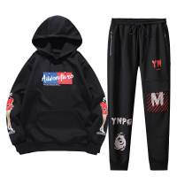 PMMP卫衣大码套装秋季男款外套加肥加大长袖T桖长运动服长裤两件套男
