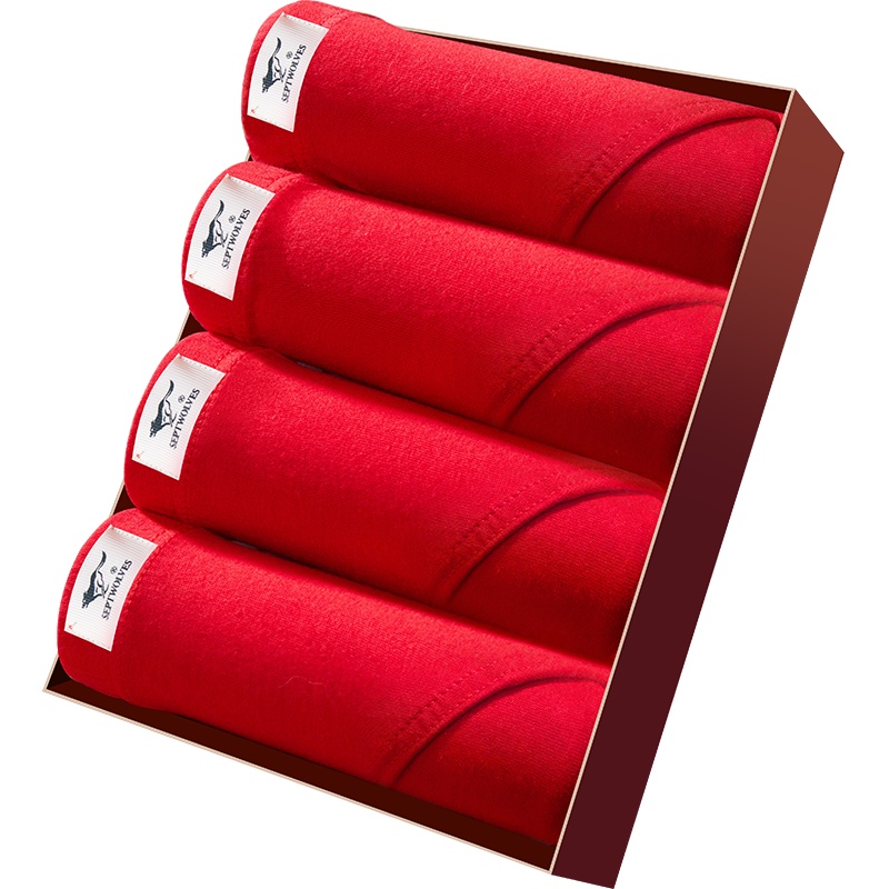 七匹狼【纯棉】4条装内衣春夏短裤鸿运本命年大红色纯棉男士三角内裤