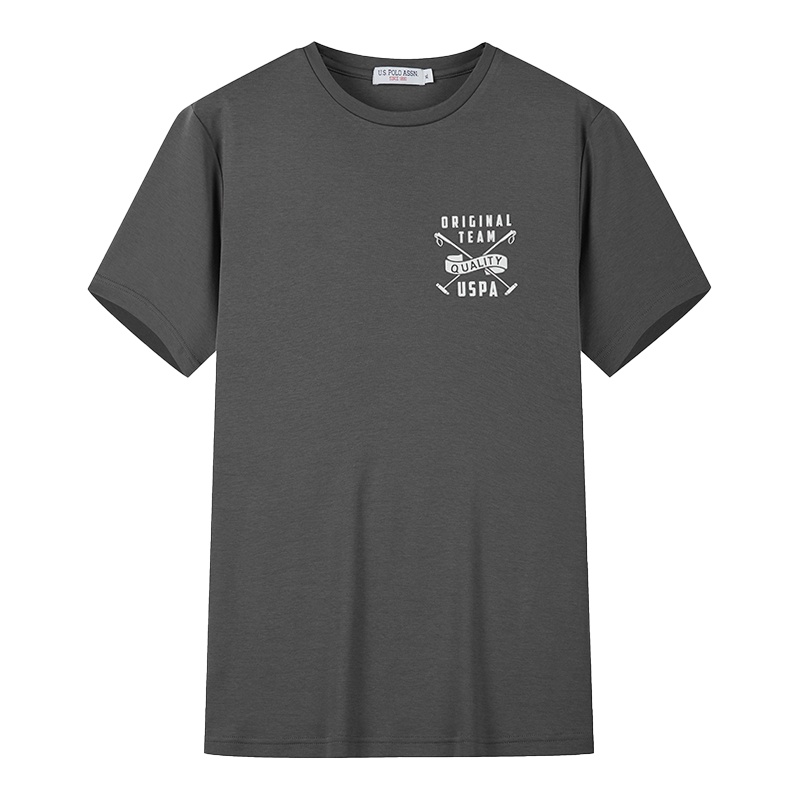 USPOLO ASSN（100%棉）夏季新款男士短袖T恤衫运动休闲时尚简约圆领印花宽松上衣