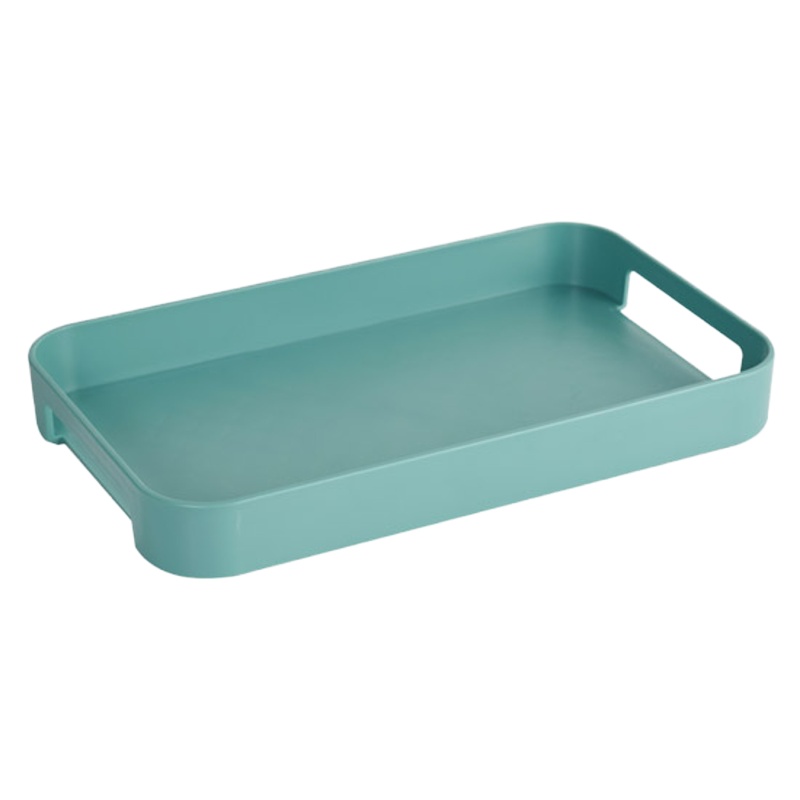 长方形托盘沥水餐盘客厅放杯子的盘子家用塑料茶水盘水果盘 国泰家和 尤加利叶绿1917