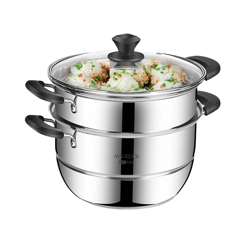 美厨(MAXCOOK) 304不锈钢复底二层蒸锅26CM(玻盖) MCZ737