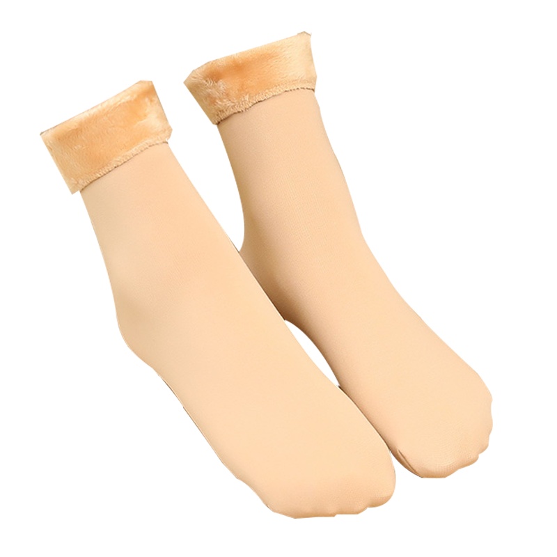 浪莎2双雪地袜光腿露脚踝神器短袜肉色加厚长袜子女中筒加绒潮