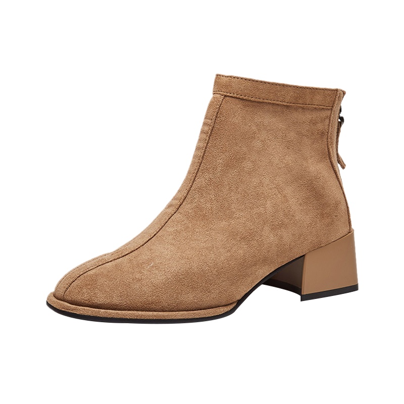 达芙妮2019新款秋冬季粗跟小短靴女高跟鞋女靴冬季百搭靴子单