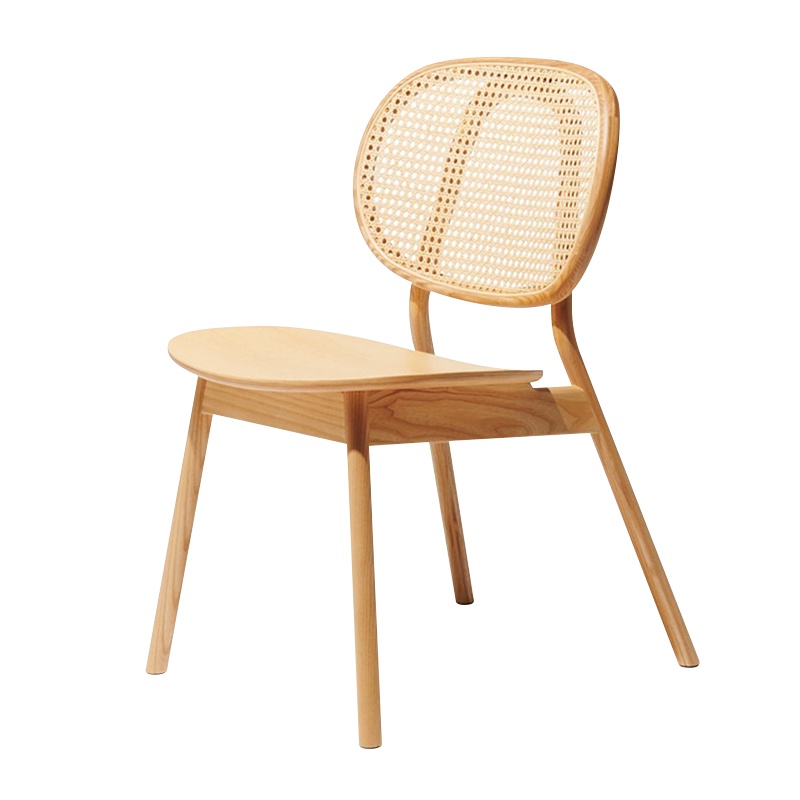 梦商 实木椅 藤编靠背椅 北欧餐椅 简约单人椅 复古书房椅 家用桌椅