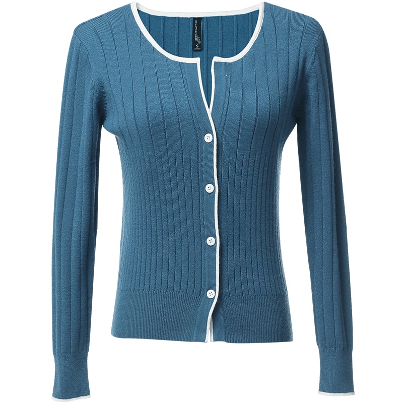 欧昵雪简约圆领修身显瘦针织衫女毛衣外套