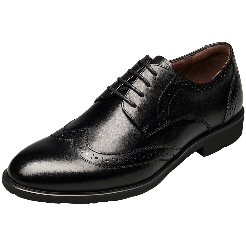 康奈男鞋 秋季新品牛皮男士商务休闲布洛克皮鞋男鞋1165001