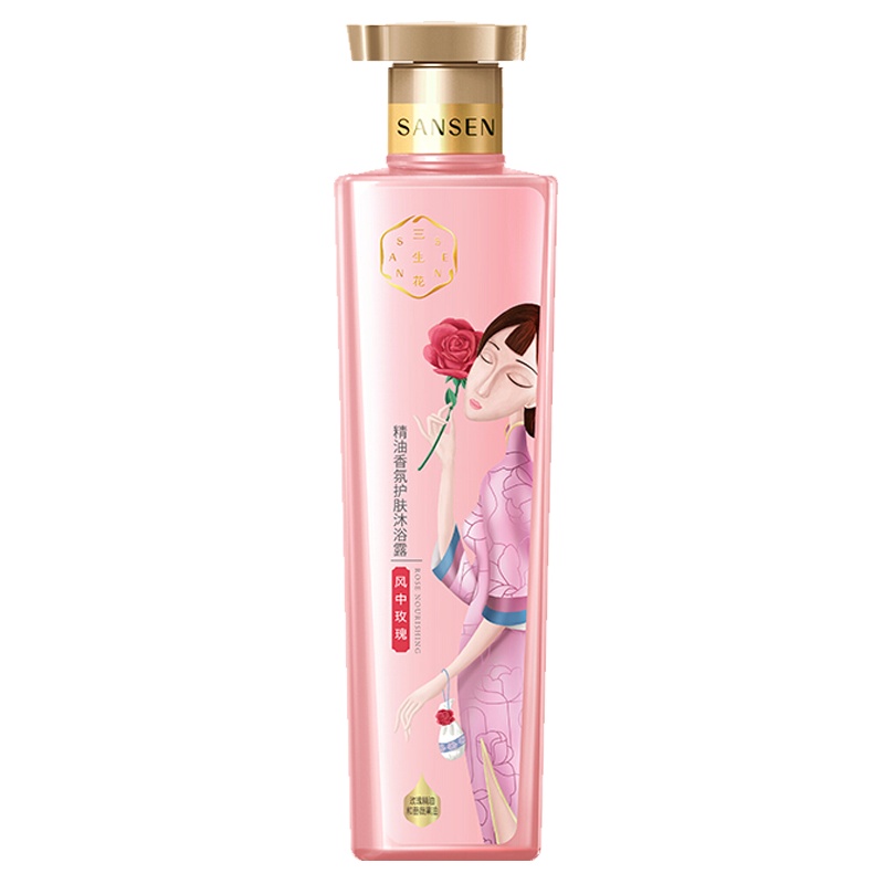 百雀羚三生花沐浴露 温和草本精粹 精油香氛护肤沐浴乳800ml 玫瑰滋养清香型平衡水油 男女通用