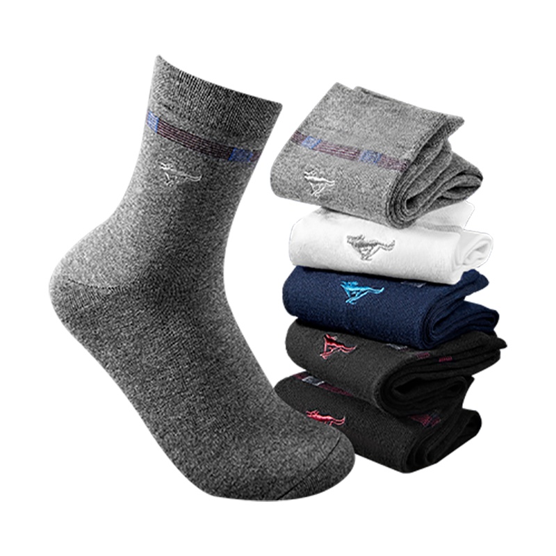 七匹狼100%棉男式中高筒纯棉运动袜男士袜子5双装