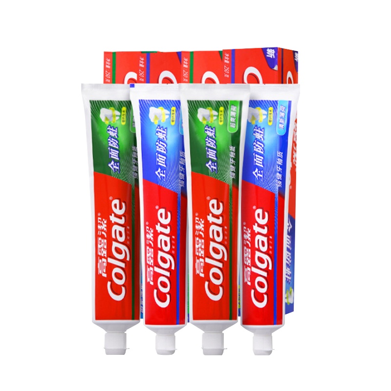 高露洁全面防蛀经典套装 4支装1000g 含氟钙配方 防蛀固齿(清新薄荷X2+超爽薄荷X2)