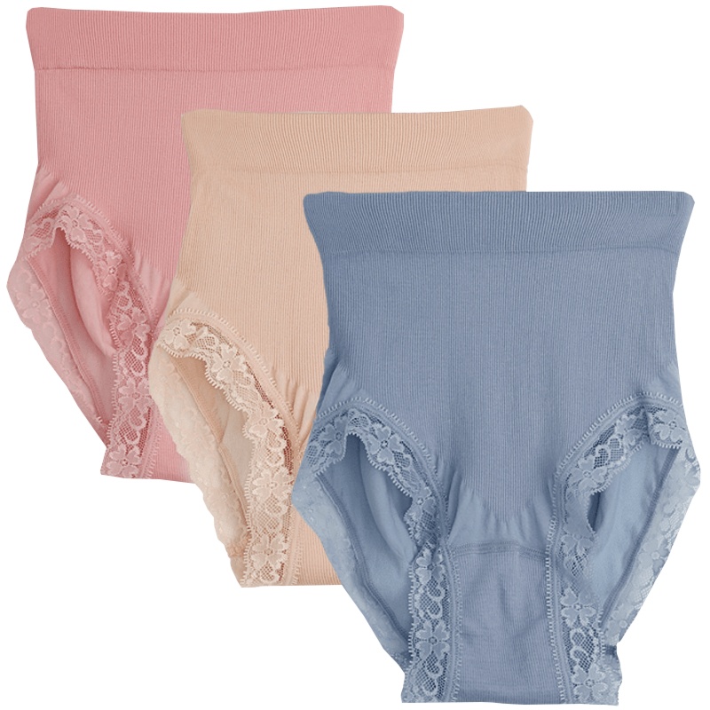 红豆居家(Hodohome)20年新款女式内裤女士高腰高弹甜美蕾丝防夹臀内裤均码三条装