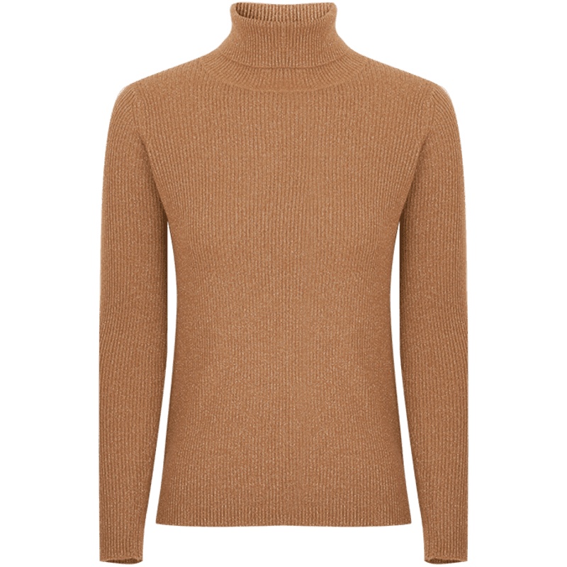 鄂尔多斯1980 高领修身女羊绒针织衫金属丝质感通勤百搭