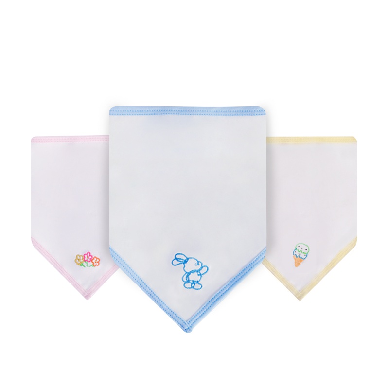 思萌SMOOMS婴儿三角巾 全棉汗布宝宝口水巾 双排按扣围嘴多条装