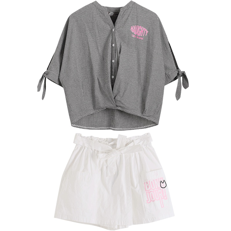 a02商场同款减龄少女系带宽松T恤裙裤套装女D1T5A0781OG