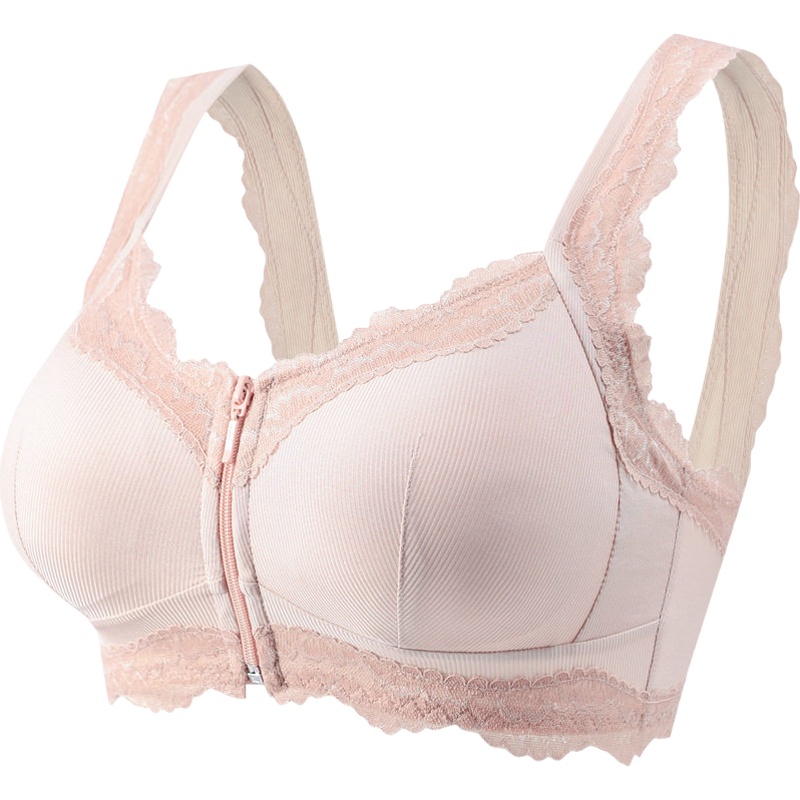 俞兆林美背内衣女无钢圈前扣拉链文胸全罩杯蕾丝睡眠大码胸罩聚拢收副乳女文胸