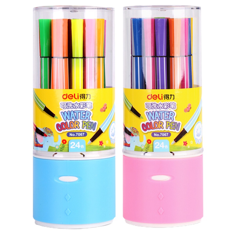 得力(deli) 7067 24色 水彩笔 5筒/组