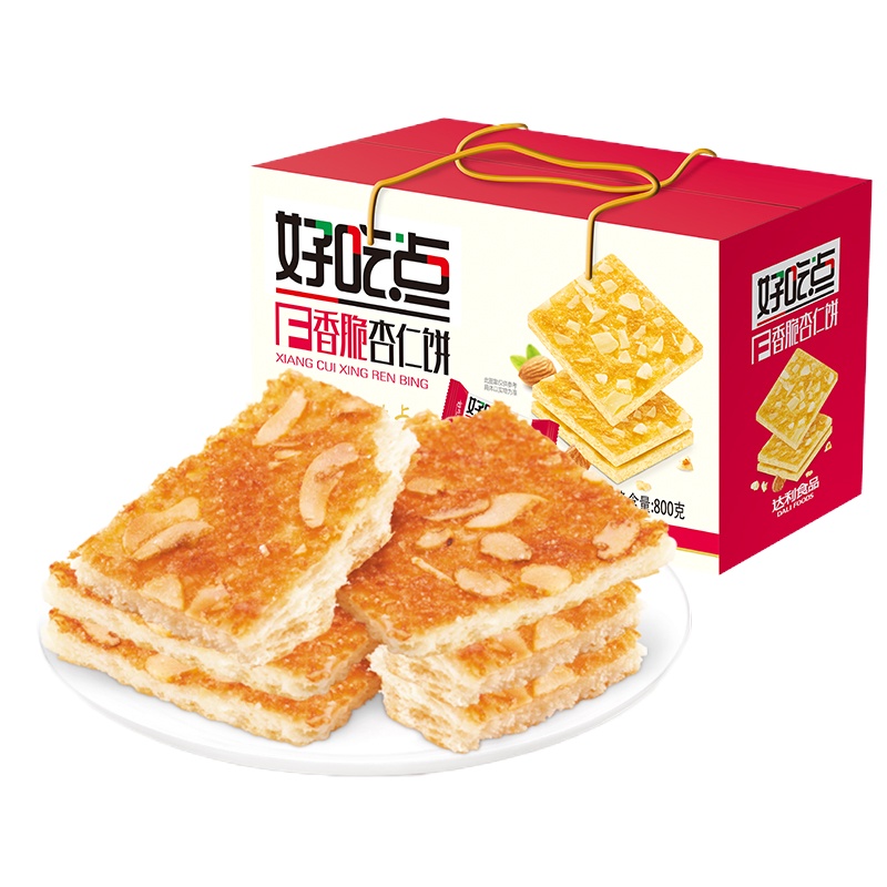 达利园好吃点香脆杏仁饼休闲零食早餐饼干点心800g礼盒*2